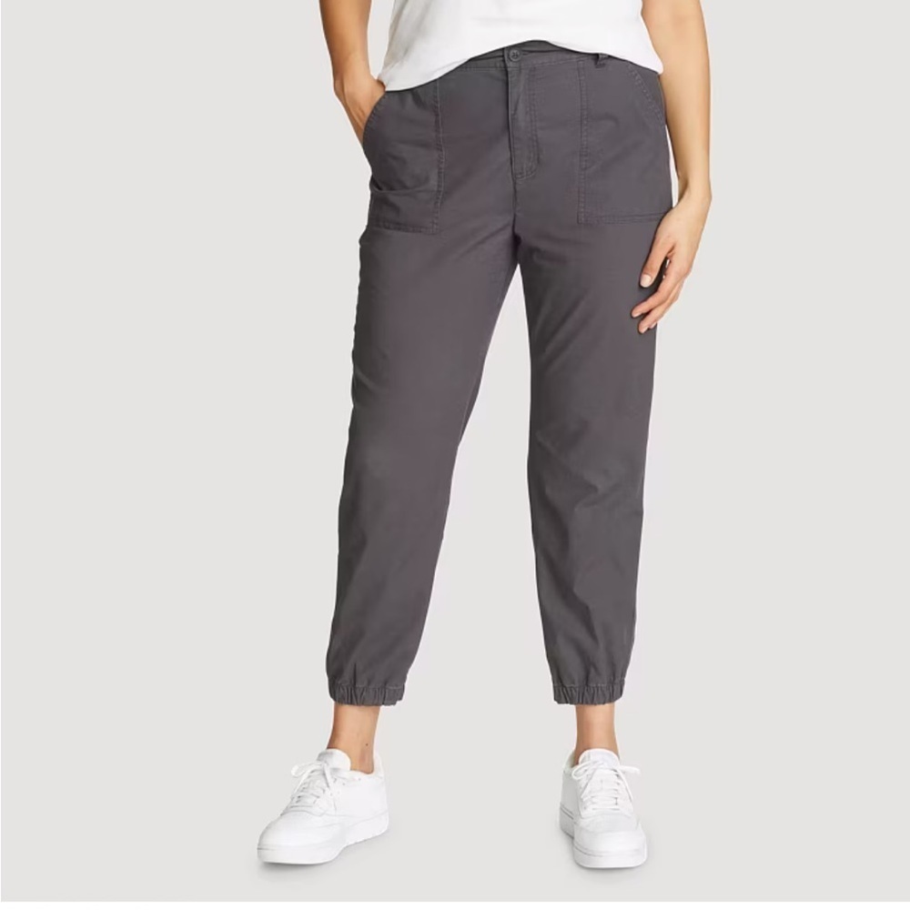 LINEN EDDIE BAUER ADVENTURER STRETCH RIPSTOP Pants Joggers SZ 4 Pockets EUC
